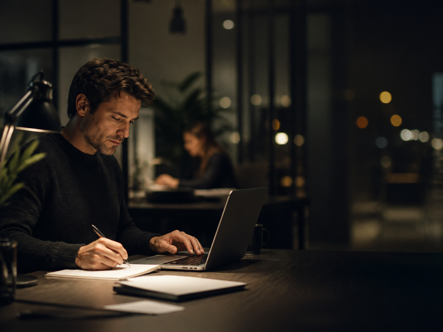 Konzentrierte Arbeit an einem digitalen Prozess